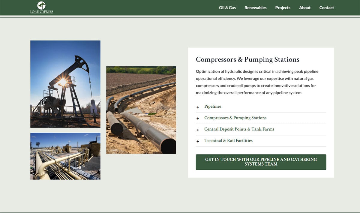 Energy industry website design